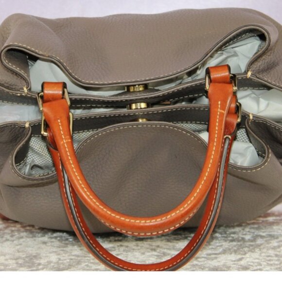 Dooney & Bourke Pebble Grain Satchel Tote Bag with Wallet & Wristlet Set – Taupe - Picture 6 of 16